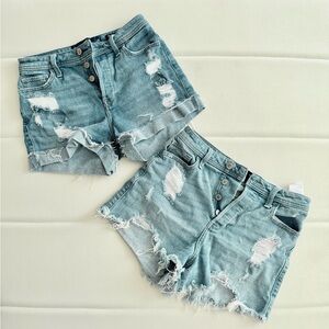 2 Hollister Light Blue Distressed Jean Shorts